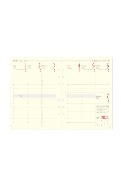 Recharge organiser Oberthur - 1 semaine sur 2 pages - grille verticale