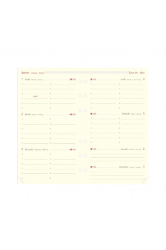 Herlaadbare planner Oberthur - 1 week op 2 pagina's - horizontaal rooster