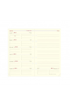 Recharge organiser Oberthur - 1 semaine par page + notes - FORMAT 17 - 10 x 17 cm