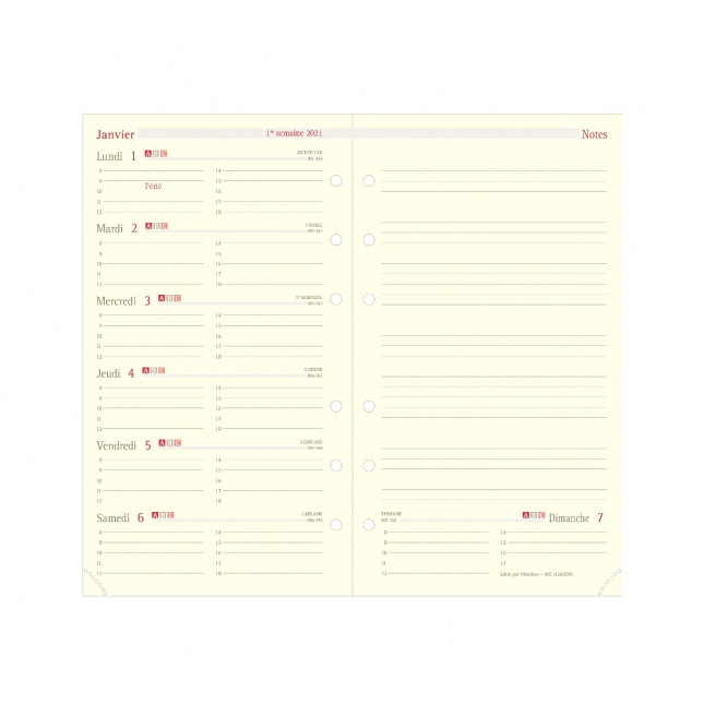 Oberthur Hervulbare Organizer - 1 week per pagina + notities - FORMAAT 17 - 10 x 17 cm