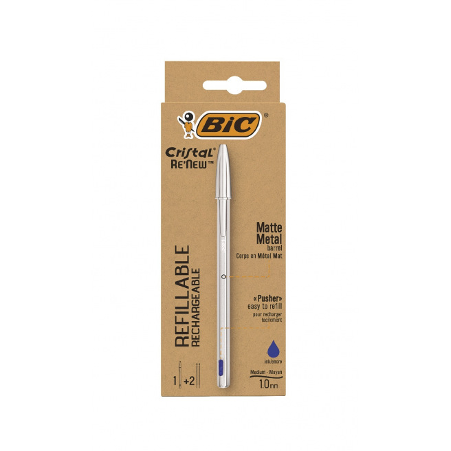 Stylo-bille BIC CRISTAL RE'NEW - pointe moyenne