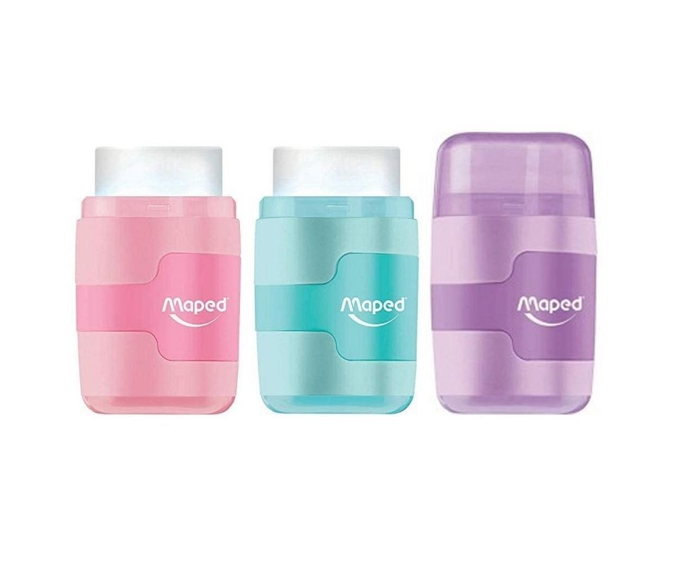 Maped Connect Colour Duo - Gomme Et Taille-Crayon 2 En 1 - Couleurs Assorties - Idéal Pour La Trousse