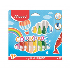 Feutres de coloriage Maped COLOR'PEPS MY FIRST JUMBO - pointe extra-large - étui de 12 Feutres de coloriage Maped COLOR'PEPS MY FIRST JUMBO - pointe extra-large - étui de 12