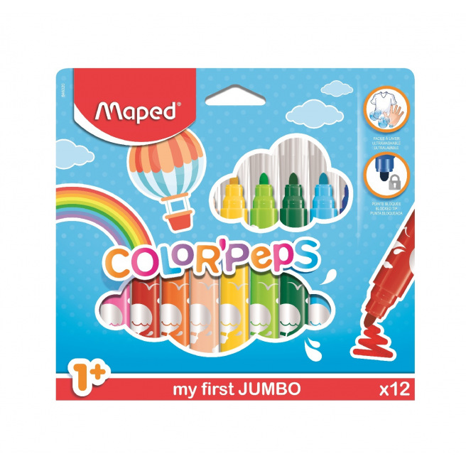 Feutres de coloriage Maped COLOR'PEPS MY FIRST JUMBO - pointe extra-large - étui de 12