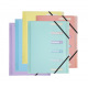 Sorteerder met 3 kleppen en elastieken Exacompta CHROMALINE PASTEL van plastic - 6 compartimenten