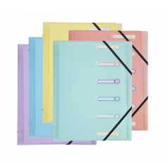 Sorteerder met 3 kleppen en elastieken Exacompta CHROMALINE PASTEL van plastic - 6 compartimenten Sorteerder met 3 kleppen en elastieken Exacompta CHROMALINE PASTEL van plastic - 6 compartimenten