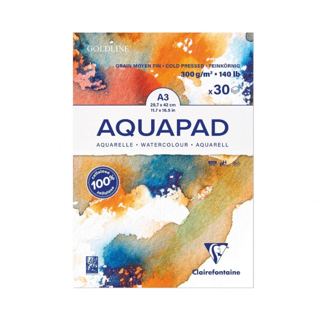 Bloc de papier aquarelle Clairefontaine GOLDLINE AQUAPAD 300 g