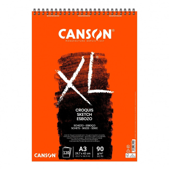 Bloc spiralé de papier CANSON XL CROQUIS 90 g Bloc spiralé de papier CANSON XL CROQUIS 90 g
