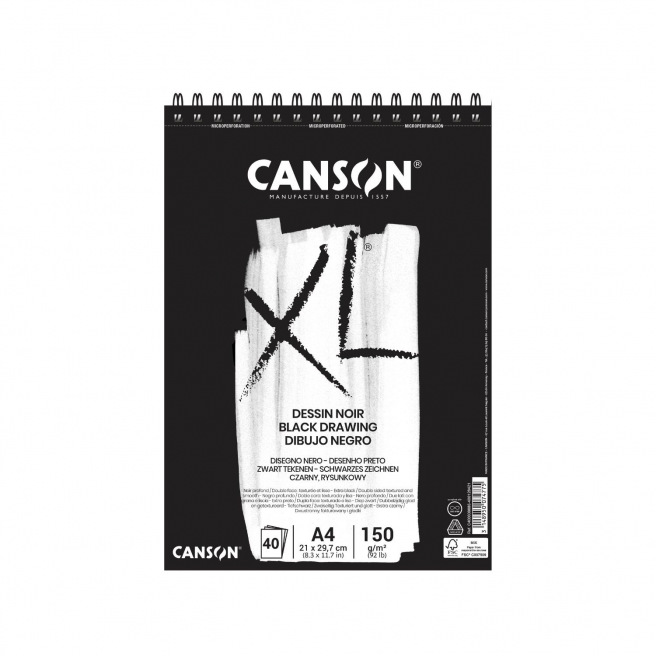 Bloc spiralé de papier CANSON XL DESSIN NOIR 150 g