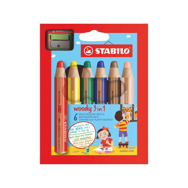 Crayons de couleur Stabilo WOODY 3 en 1