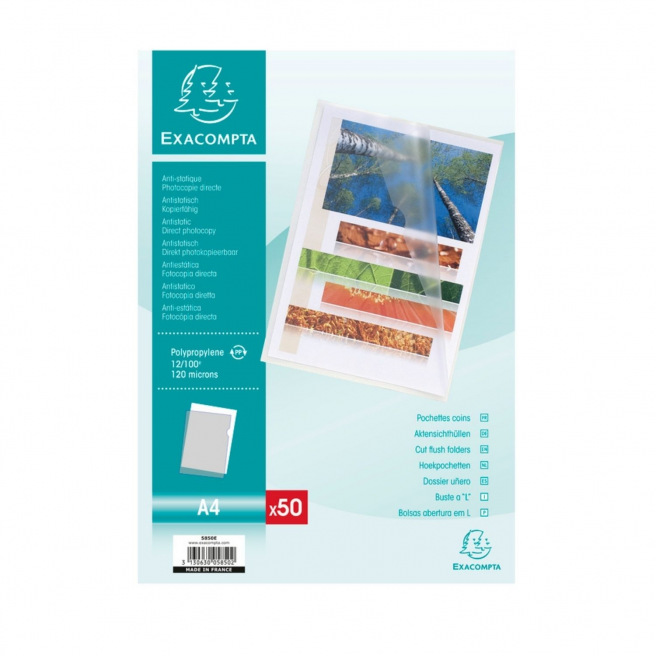 Pochettes coin transparentes grainées A4  - qualité supérieure Pochettes coin transparentes grainées A4  - qualité supérieure