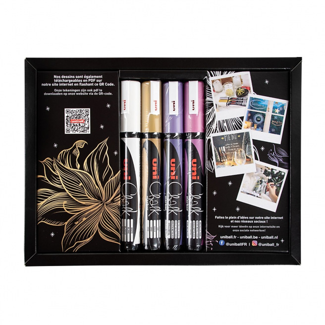 Set van 4 Uni-ball CHALK-krijtmarkers