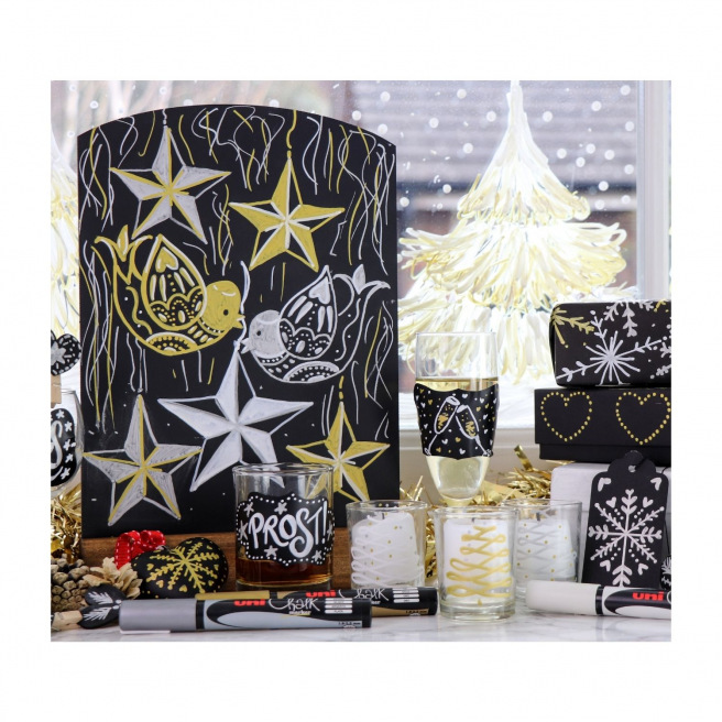 Set van 4 Uni-ball CHALK-krijtmarkers