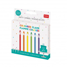 Bougies de fête LEGAMI - flamme colorée - paquet de 12 Bougies de fête LEGAMI - flamme colorée - paquet de 12