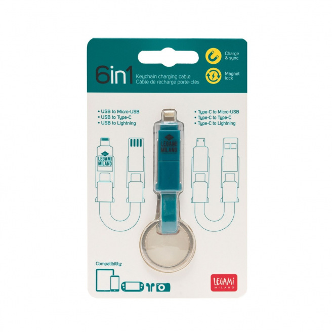 Câble de recharge porte-clés LEGAMI 6 en 1 Câble de recharge porte-clés LEGAMI 6 en 1