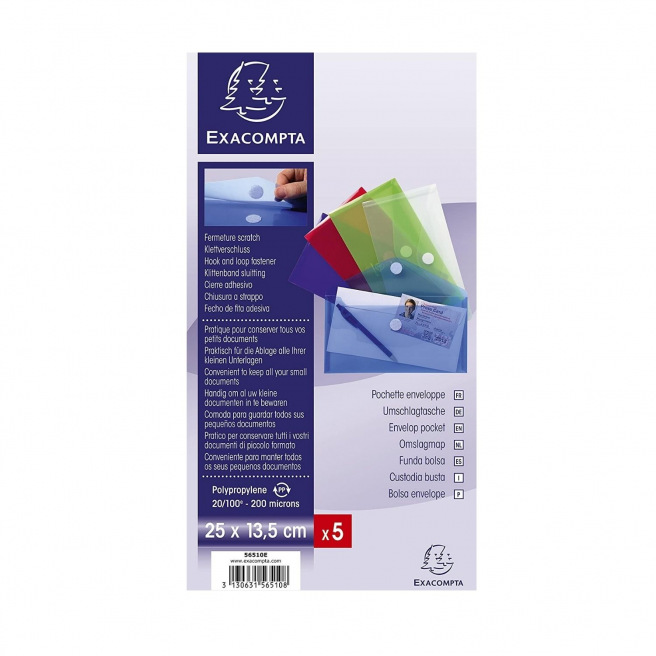 Pochette enveloppe Exacompta en plastique - fermeture velcro Pochette enveloppe Exacompta en plastique - fermeture velcro