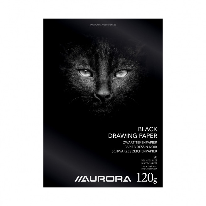 AURORA zwart tekenpapier blok - 120 g
