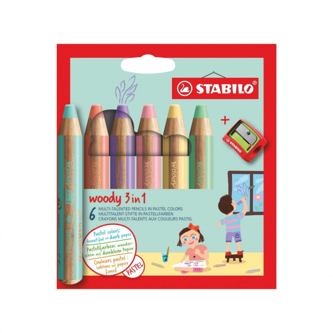 Crayons de couleur Stabilo WOODY 3 en 1 Crayons de couleur Stabilo WOODY 3 en 1