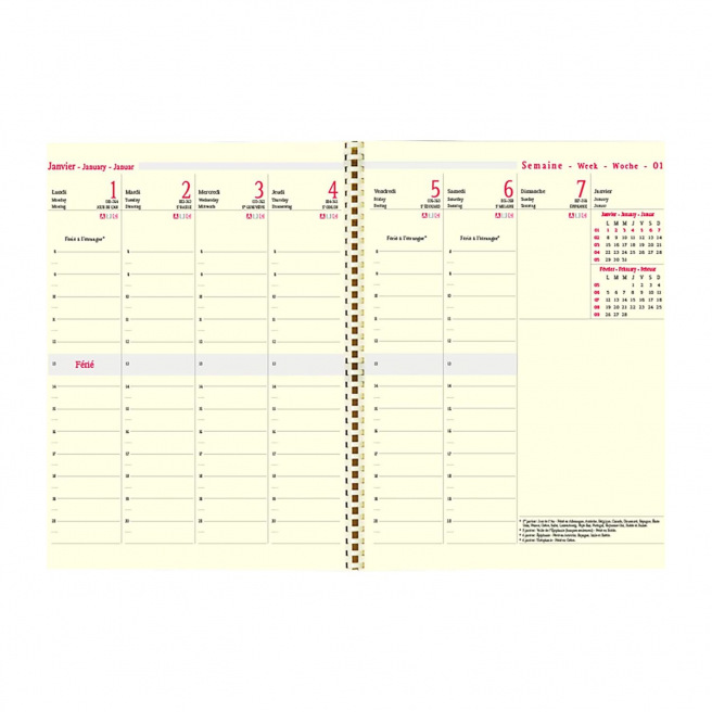 Agenda Oberthur SEMAINIER 17S MILANO - 9 x 17 cm - 1 semaine par pages + notes