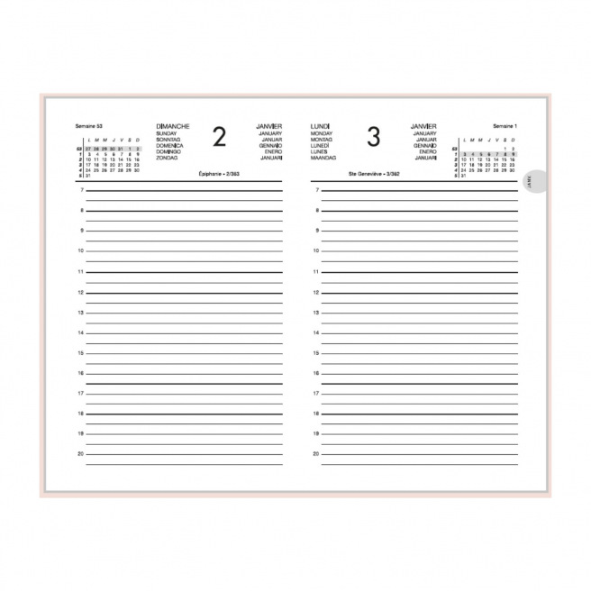 Agenda Oberthur CARRE IVOIRE - 14 x 22 cm - 1 dag per pagina