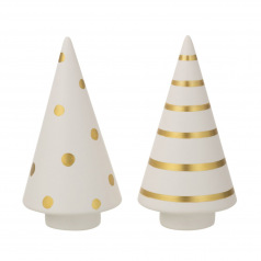 Keramische dennenboom stippen/lijnen goud & wit J-LINE