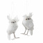 Witte & zilveren uil staande om op te hangen knuffel en veren J-LINE