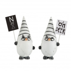 Kerstman in witte & zwarte hars met J-LINE bord