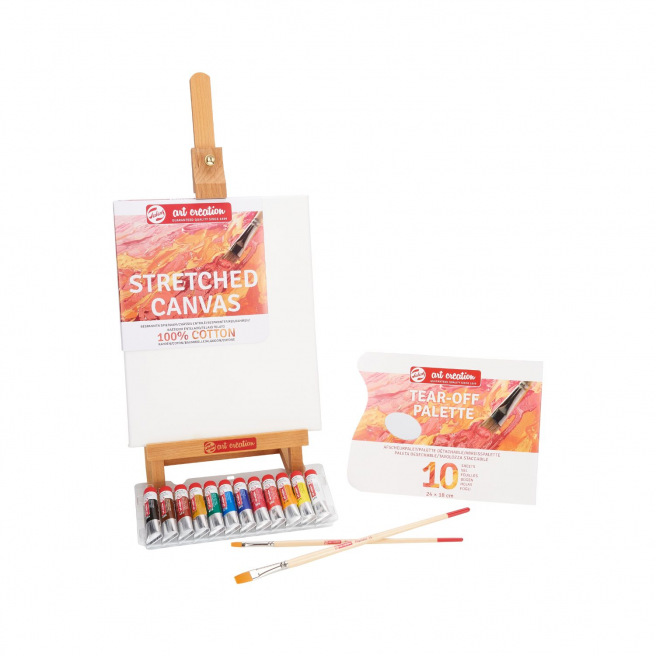 Set peinture acrylique Talens Art Creation - 12 tubes 12 ml + accessoires