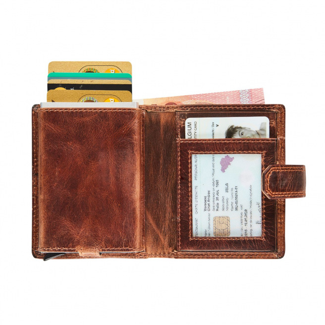 Maverick THE ORIGINAL super compacte lederen kaarthouder met hefboom Maverick THE ORIGINAL super compacte lederen kaarthouder met hefboom