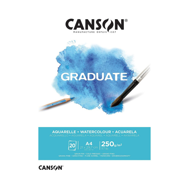 Canson GRADUATE aquarelpapier blok 250 g - A4 Canson GRADUATE aquarelpapier blok 250 g - A4