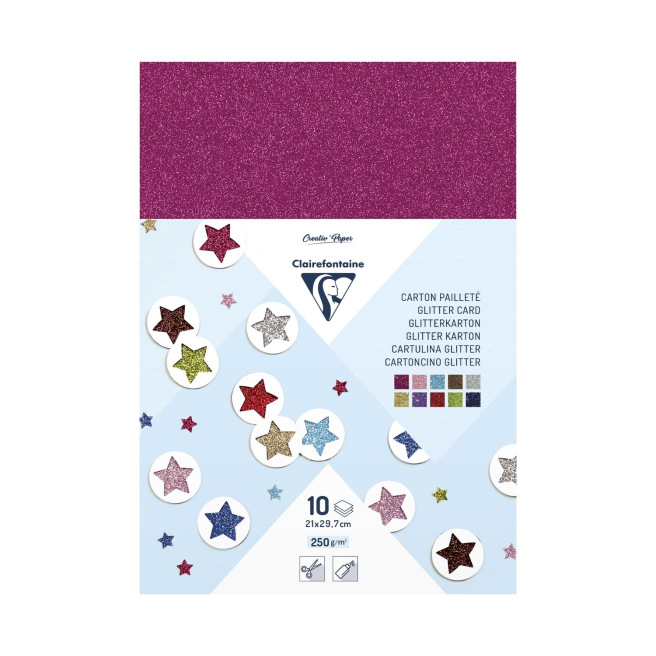Carton pailleté Clairefontaine - 250 g - A4 - paquet de 10 feuilles Carton pailleté Clairefontaine - 250 g - A4 - paquet de 10 feuilles