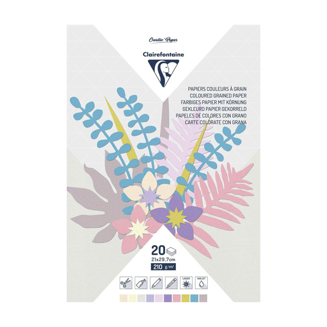 CLAIREFONTAINE PASTEL kleuren tekenpapier blok - 210 g - A4