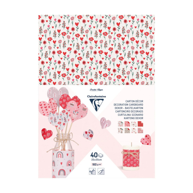 Clairefontaine decoratief karton - 160 g - 25 x 35 cm - pak van 40 vellen