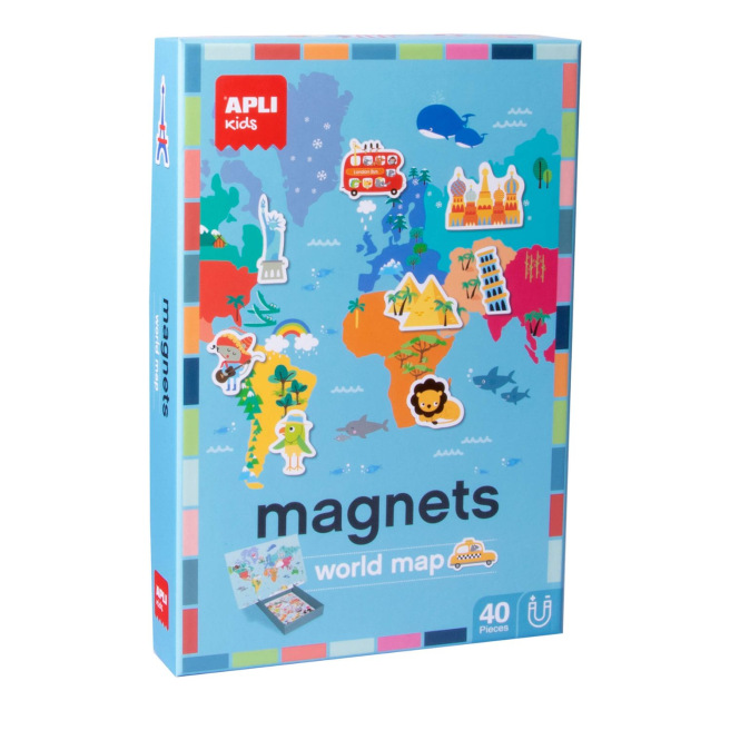 Magnetisch spel APLI MAGNETS WERELDKAART