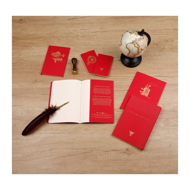 Geniet genaaid draad notitieboekje Clairefontaine FLYING SPIRIT met bladwijzer flap