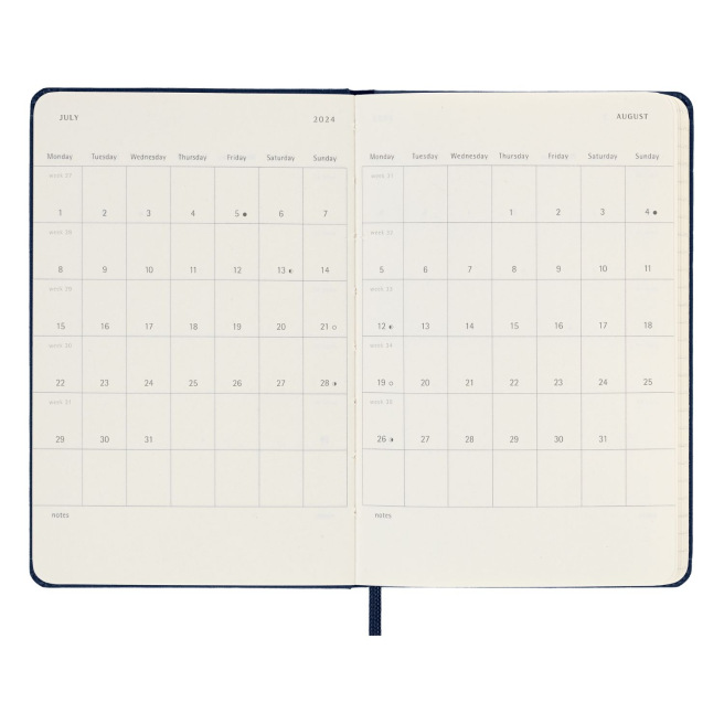 Agenda Moleskine 18 MOIS - Pocket 9 x 14 cm - 1 semaine sur 2 pages avec notes