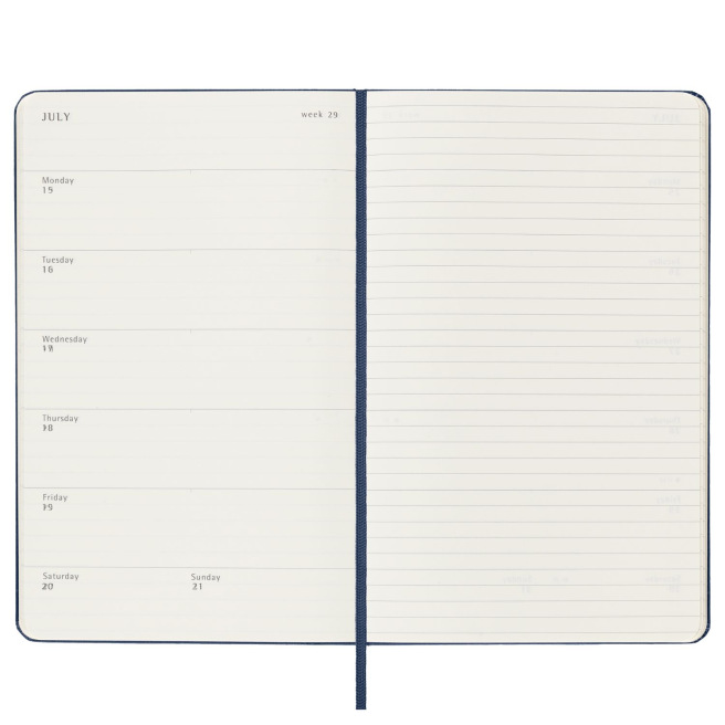 Agenda Moleskine 18 MOIS - Large 13 x 21 cm - 1 semaine sur 2 pages avec notes