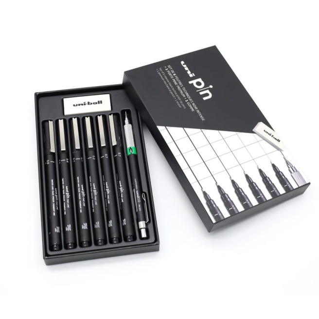 Coffret cadeau de feutres calibrés Uni-ball PIN Coffret cadeau de feutres calibrés Uni-ball PIN