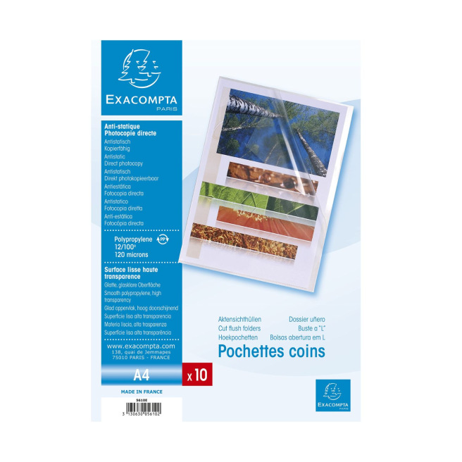 Pochettes coin transparentes lisses A4 Pochettes coin transparentes lisses A4