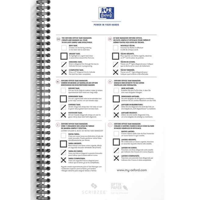 Spiraalvormig notitieboekje Oxford TASK MANAGER - 14 x 25 cm Spiraalvormig notitieboekje Oxford TASK MANAGER - 14 x 25 cm
