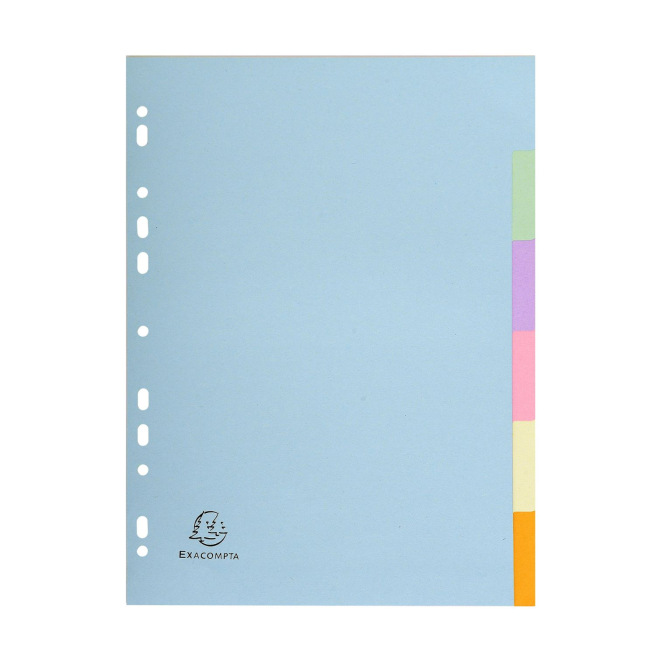 Exacompta neutrale tabbladverdelers - gekleurd karton van 170 g