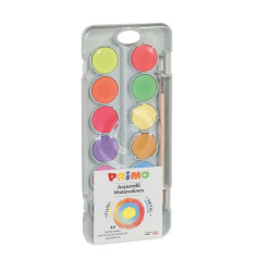 Gouache Primo FLUO & METAAL - 12 bakjes + penseel