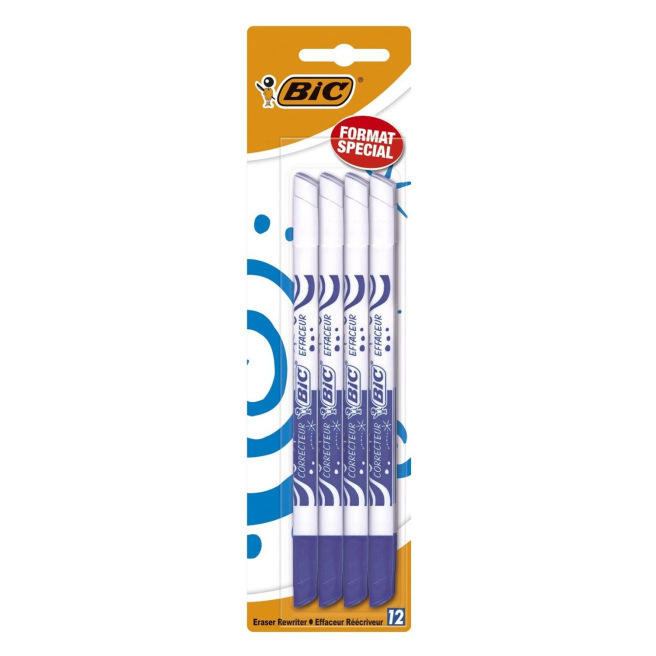 Stylo correcteur BIC marque Wite-Out Shake 'n Squeeze, blanc, 2 points,  pointe fine pour des corrections précises Paq. de 2 