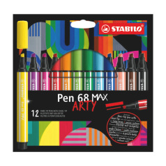 12 feutres de coloriage pointe moyenne STABILO Cappi + 1 lacet - Dessiner -  Colorier - Peindre