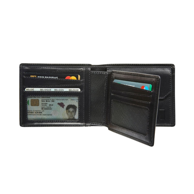 Portefeuille en cuir Maverick ALL BLACK avec porte-cartes amovible Portefeuille en cuir Maverick ALL BLACK avec porte-cartes amovible