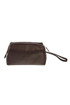 Petite trousse ronde en cuir Maverick BROWN