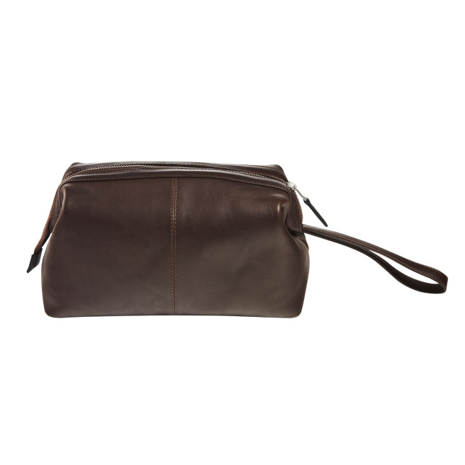 Petite trousse ronde en cuir Maverick BROWN