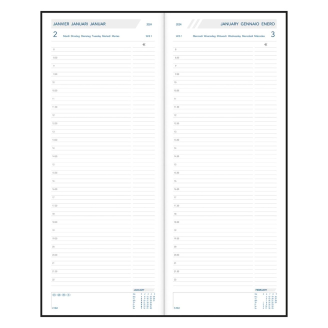 Agenda Aurora LONGO LA211 - 14 x 34 cm - 1 dag per pagina