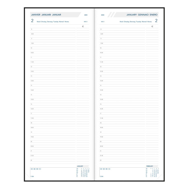 Agenda Aurora LONGO LA411 - 14 x 34 cm - 1 dag op 2 pagina's