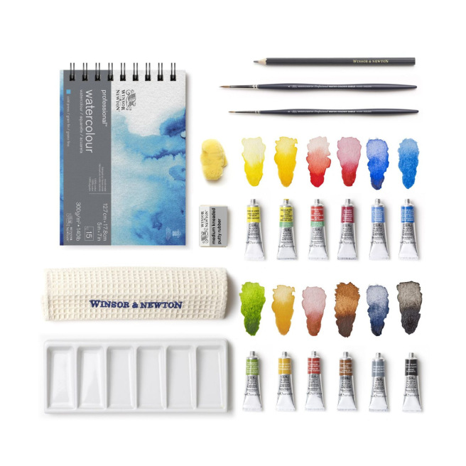 WINSOR & NEWTON aquarelverf set - 12 tubes en accessoires WINSOR & NEWTON aquarelverf set - 12 tubes en accessoires